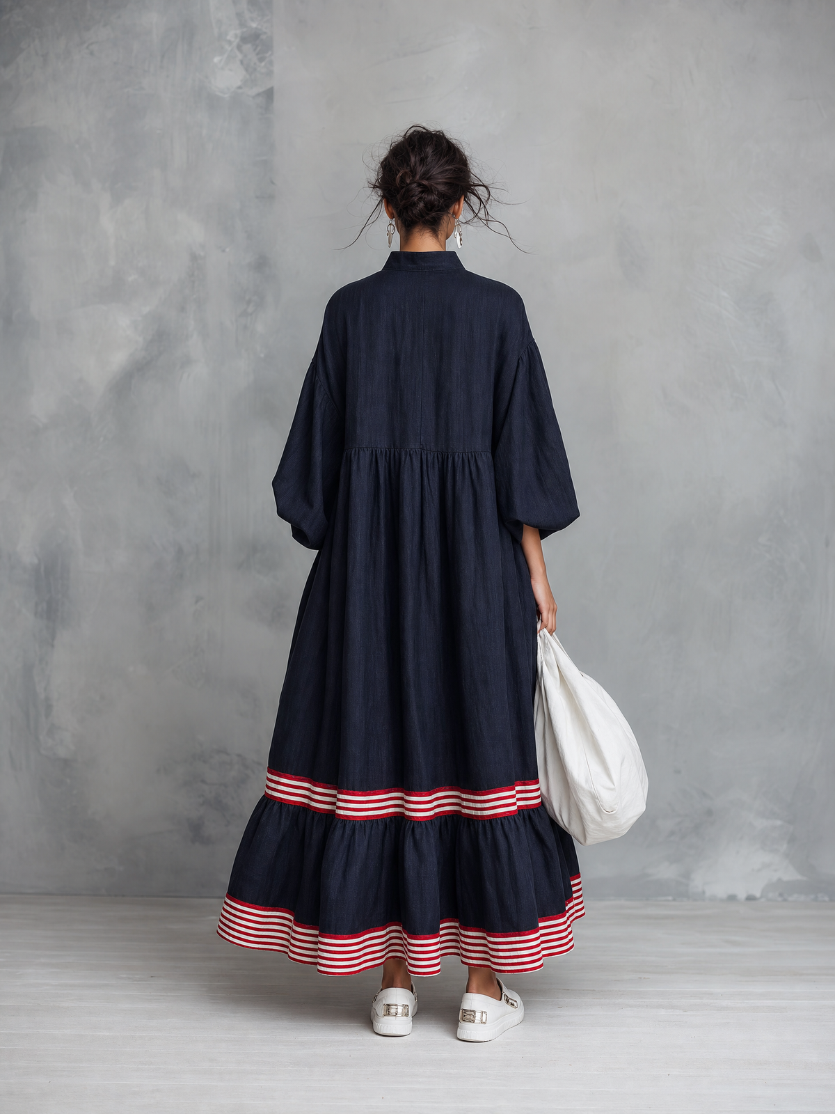Women's Linen Long Sleeve Striped Maxi Dress – House of Velari