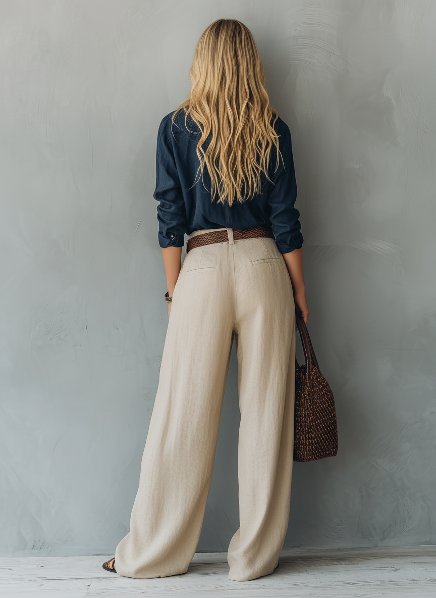 Women's Khaki Linen Long Sleeve Pants – House of Velari