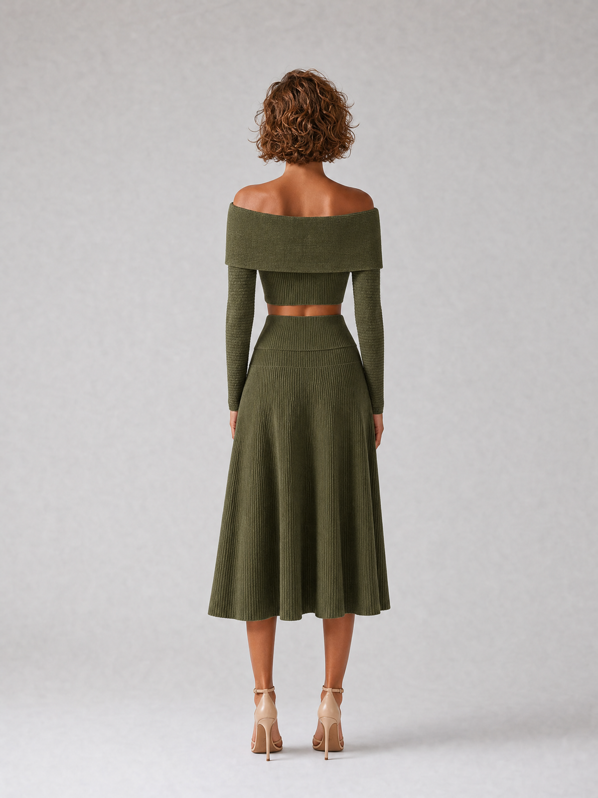 Women's Green Knit Long Sleeve Skirt Set – House of Velari