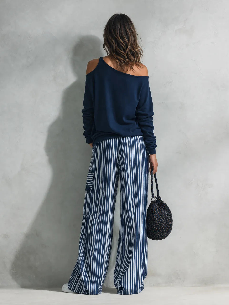 Women's White Woven Striped Set – House of Velari