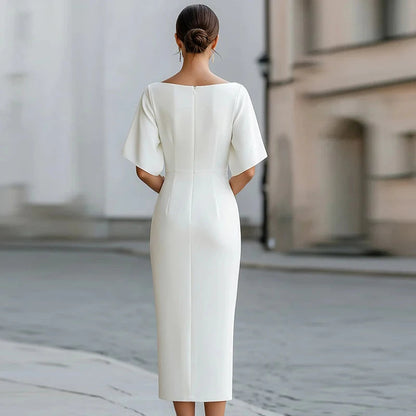 Women's Formal Flutter Sleeve Midi Dress – House of Velari