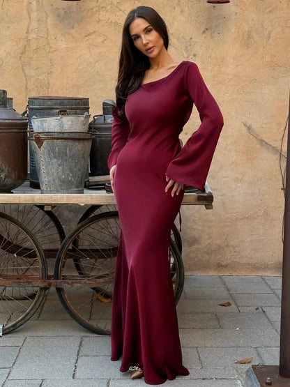 Women's Long Sleeve Fitted Waist Maxi Dress – House of Velari