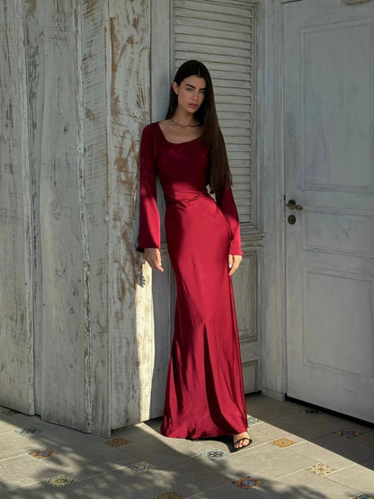 Women's Long Sleeve Fitted Waist Maxi Dress – House of Velari