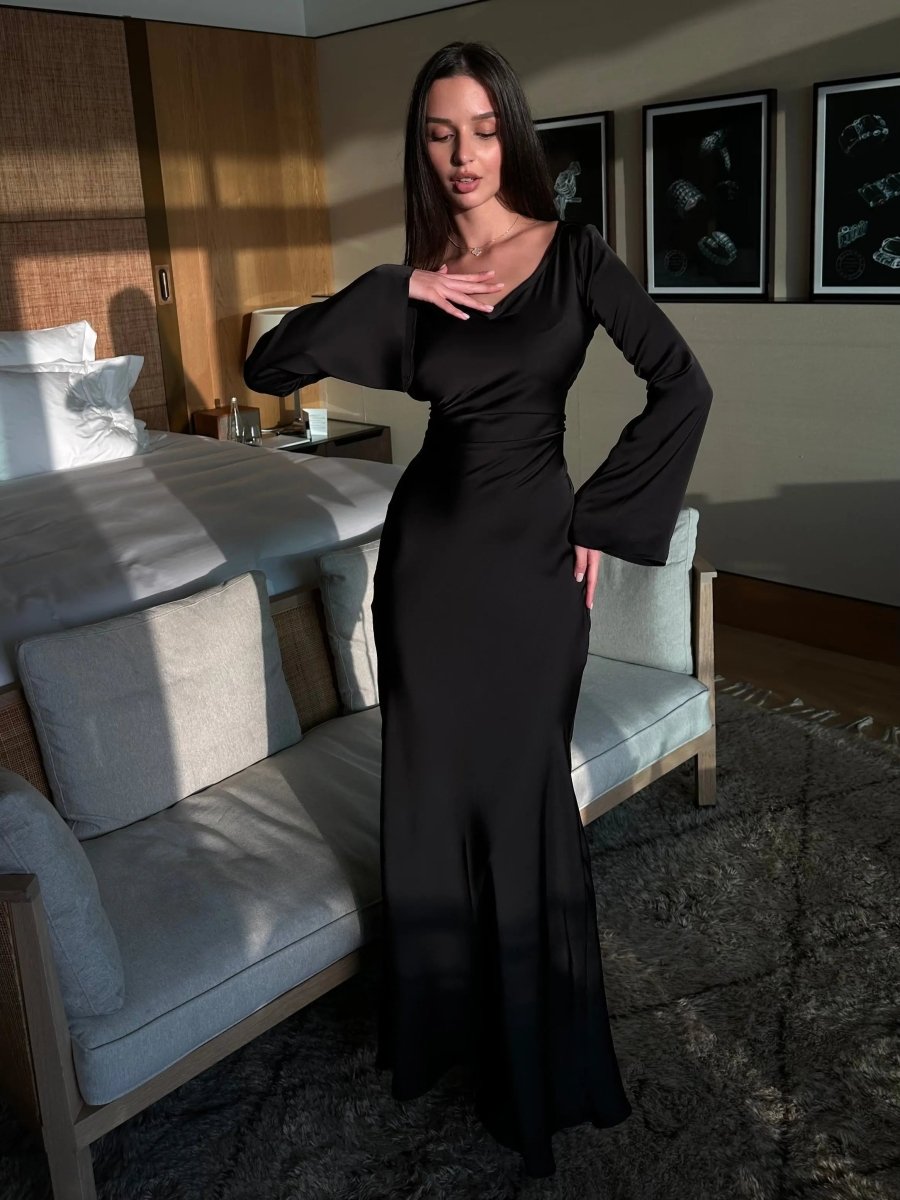 Women's Long Sleeve Fitted Waist Maxi Dress – House of Velari