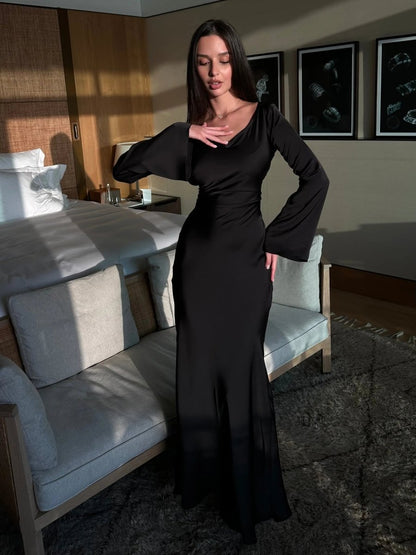 Women's Long Sleeve Fitted Waist Maxi Dress – House of Velari