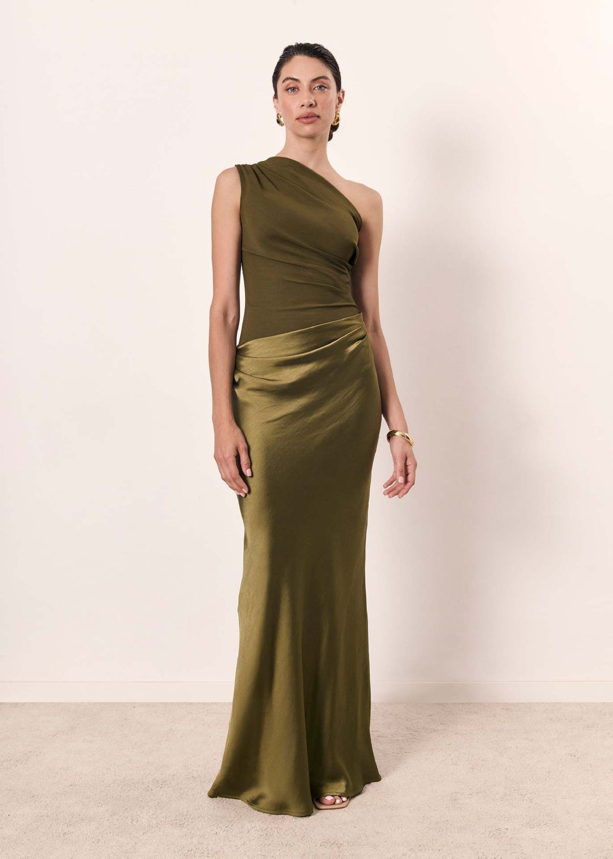 Women's One-Shoulder Satin Maxi Dress - Formal & Wedding Guest – House of Velari