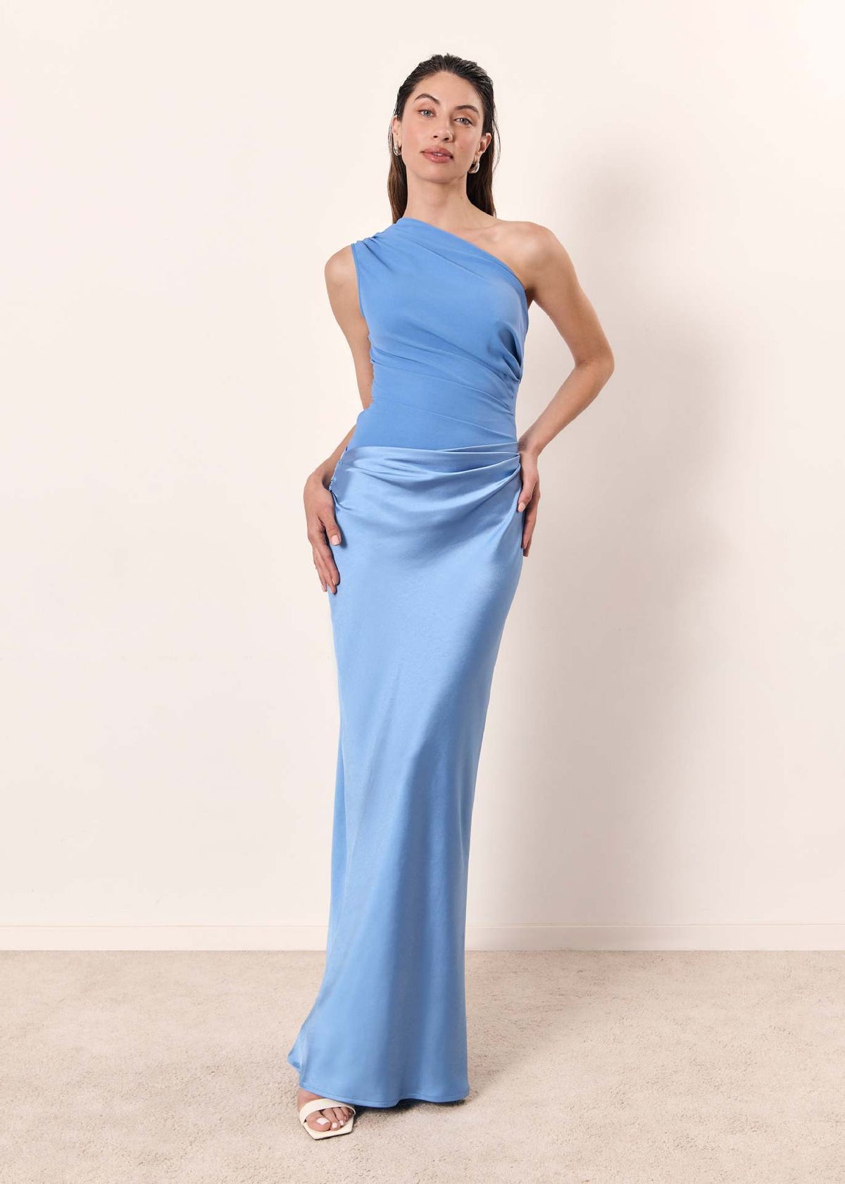Women's One-Shoulder Satin Maxi Dress - Formal & Wedding Guest – House of Velari