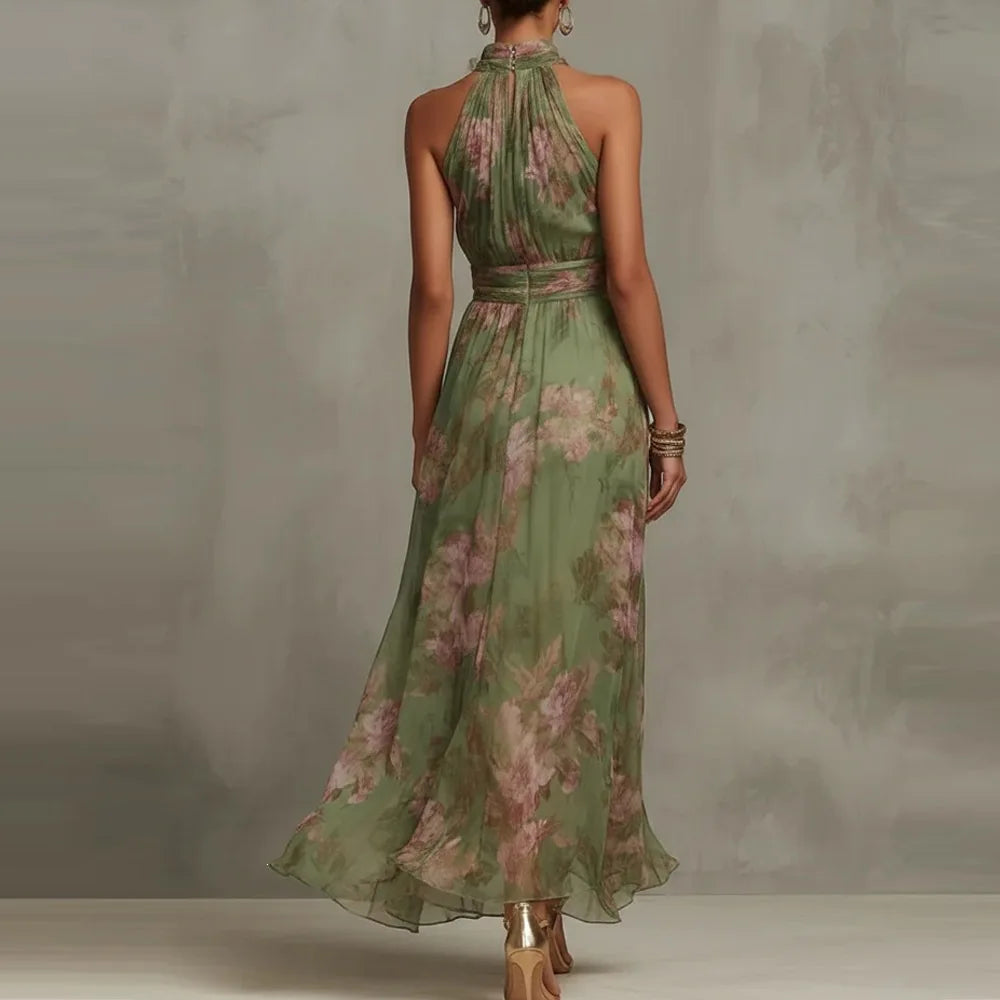Women's Wedding Guest Floral Halter Neck Maxi Dress – House of Velari