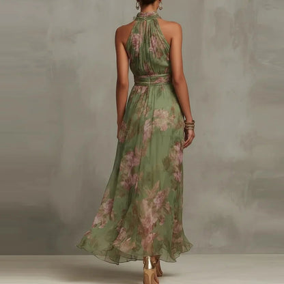 Women's Wedding Guest Floral Halter Neck Maxi Dress – House of Velari