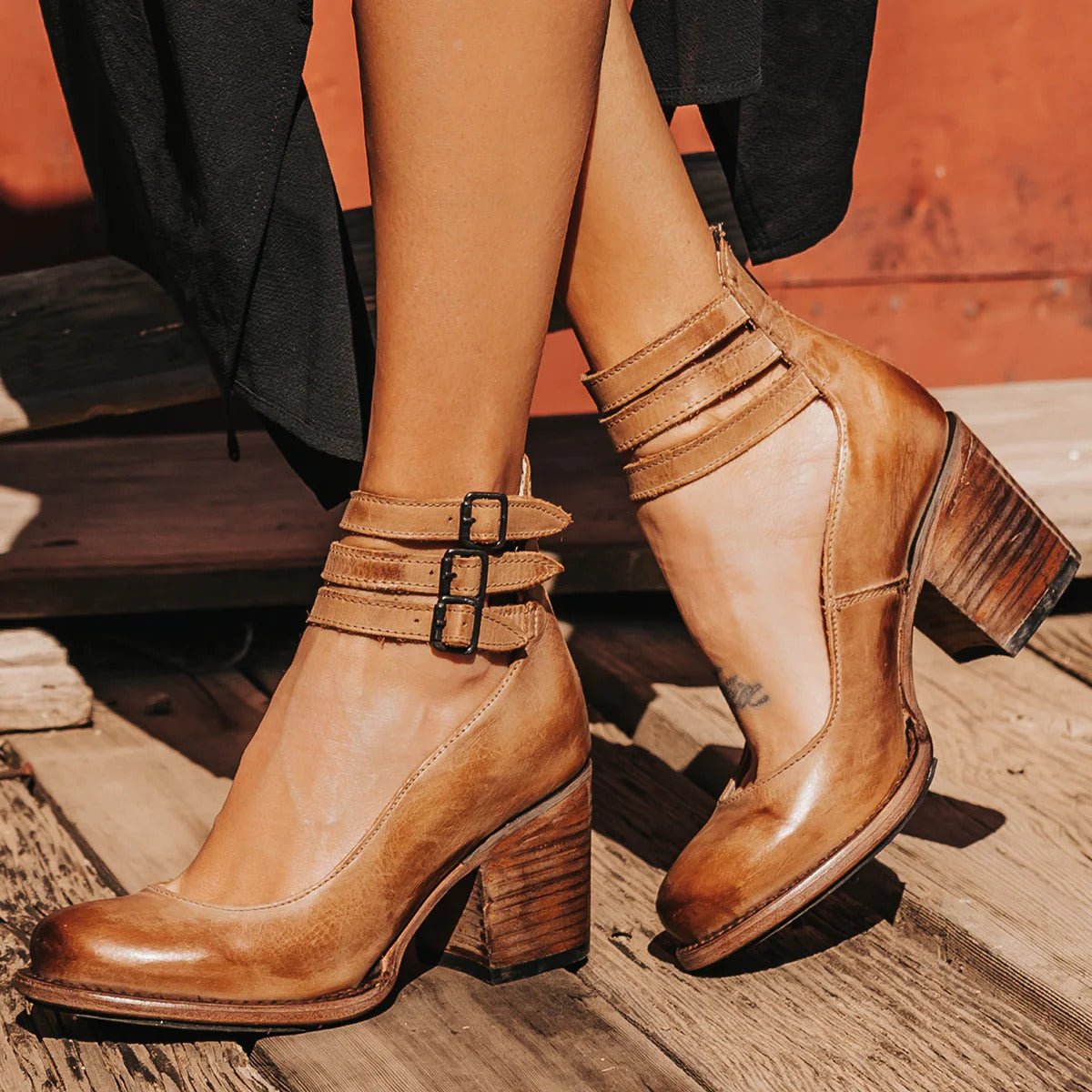 Women's Block-Heel Buckle Ankle Boots – House of Velari
