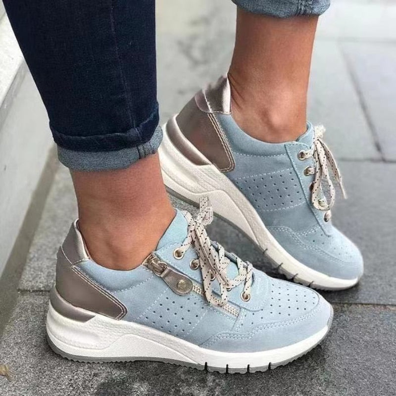 Women's Lace-Up Wedge Walking Sneakers – House of Velari