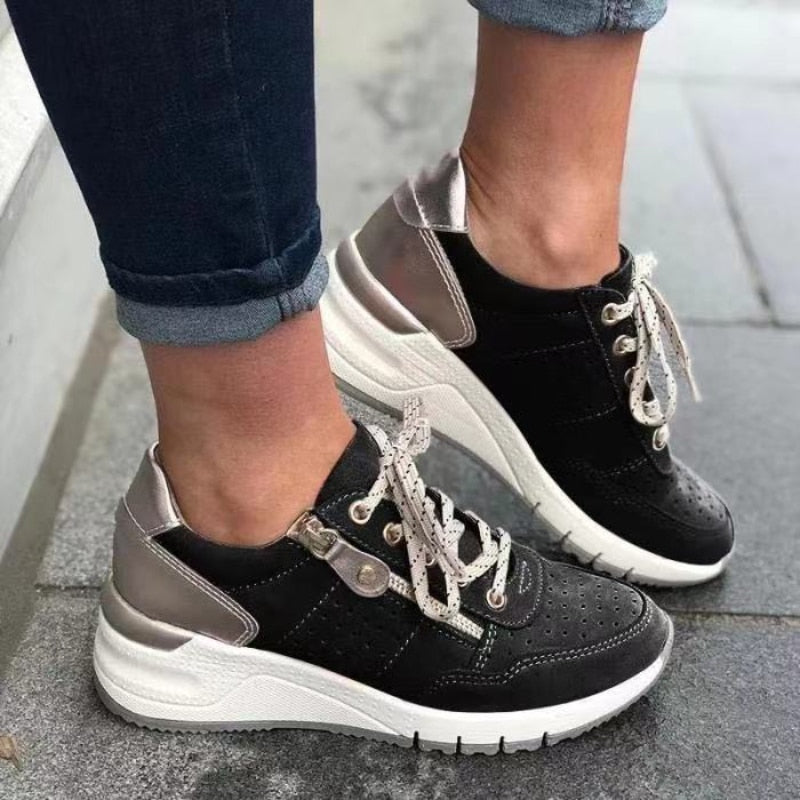 Women's Lace-Up Wedge Walking Sneakers – House of Velari