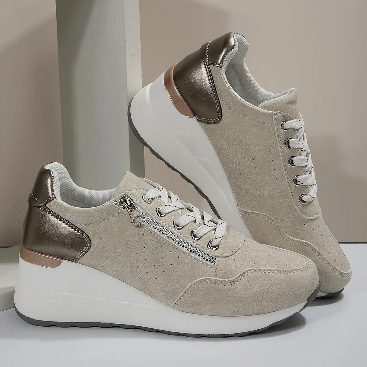 Women's Lace-Up Wedge Walking Sneakers – House of Velari