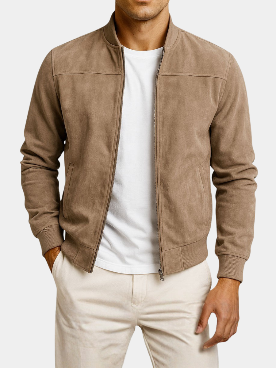 Men's Zip Up Suede Bomber Jacket – House of Velari