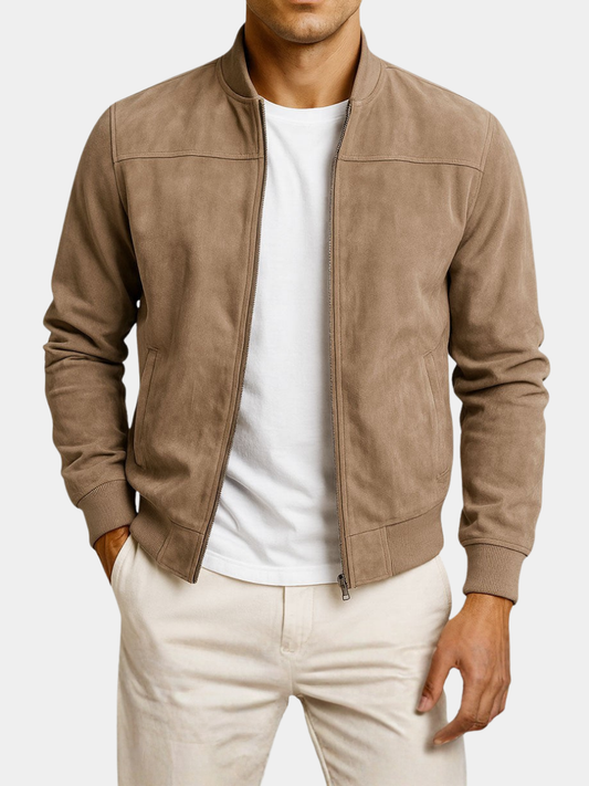 Men's Zip Up Suede Bomber Jacket – House of Velari