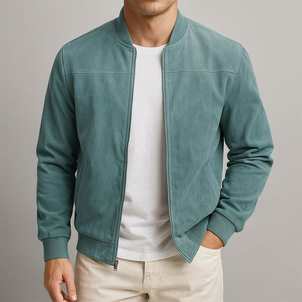 Men's Zip Up Suede Bomber Jacket – House of Velari