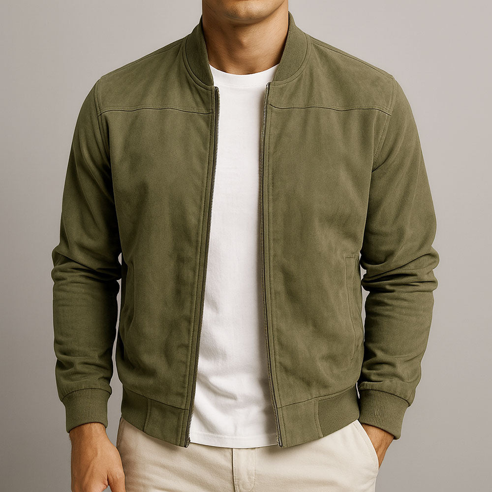 Men's Zip Up Suede Bomber Jacket – House of Velari