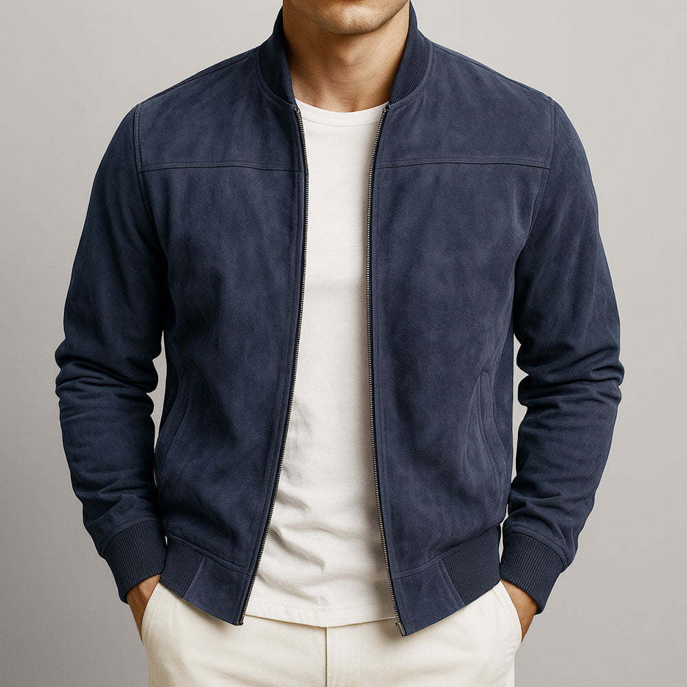 Men's Zip Up Suede Bomber Jacket – House of Velari