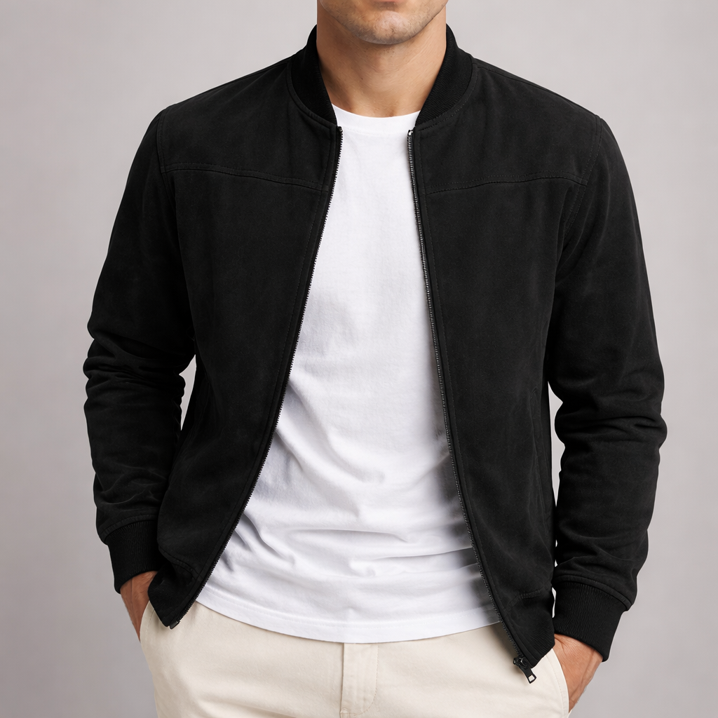 Men's Zip Up Suede Bomber Jacket – House of Velari