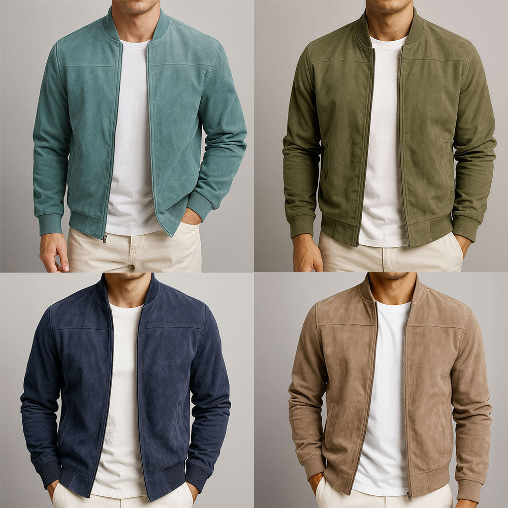 Men's Zip Up Suede Bomber Jacket – House of Velari