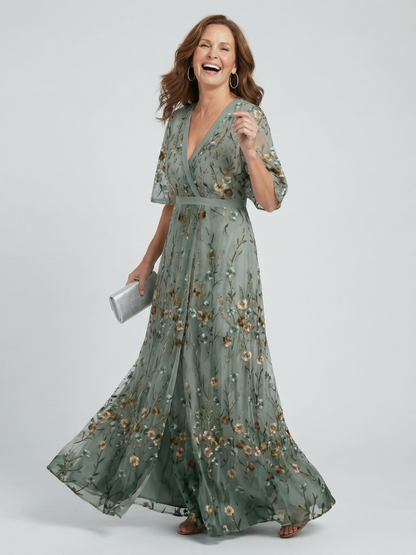 Women's Floral Maxi Dress with Halter Neckline, Wedding Guest Style – House of Velari