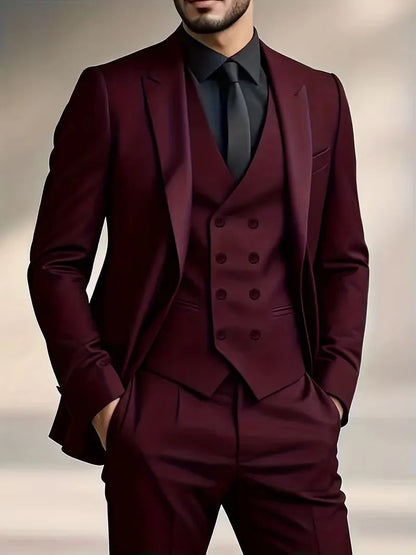 Men's Slim Fit Three-Piece Suit Waistcoat – House of Velari