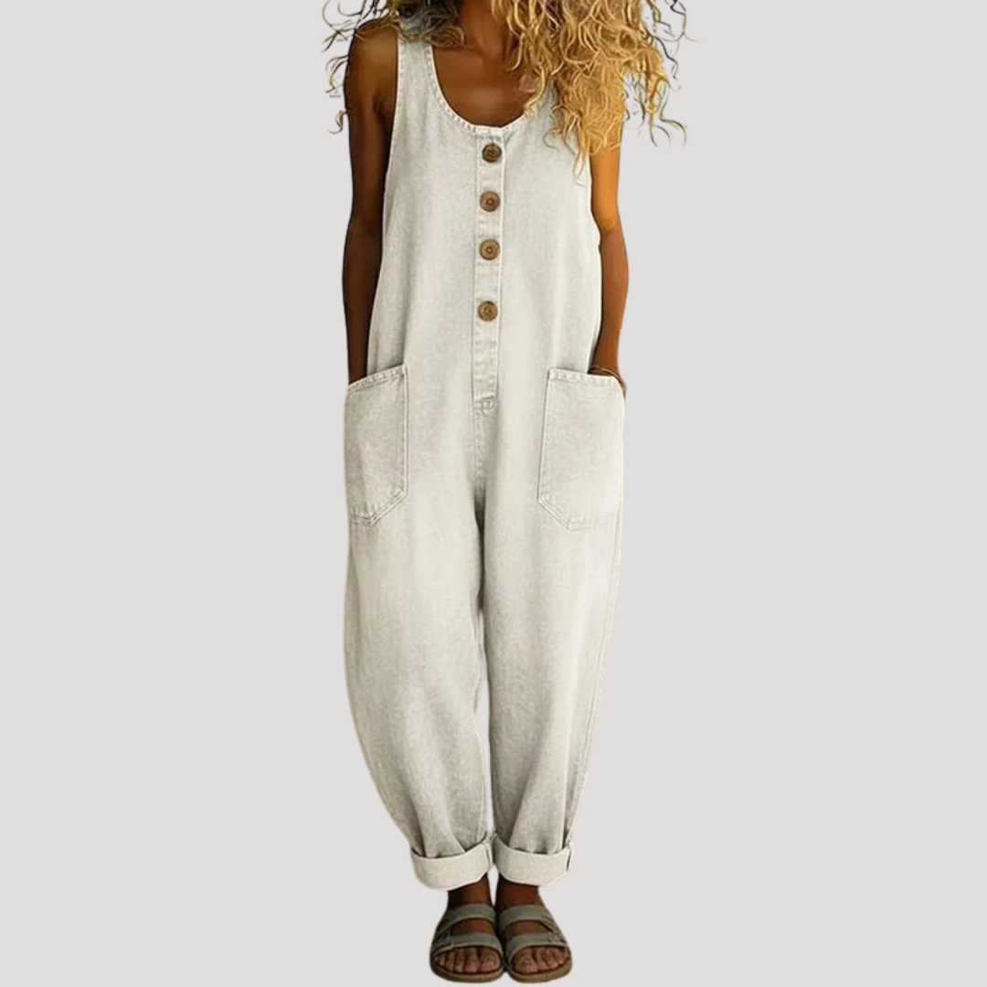 Women's Baggy Wide Leg Dungaree Overalls Button Jumpsuit – House of Velari