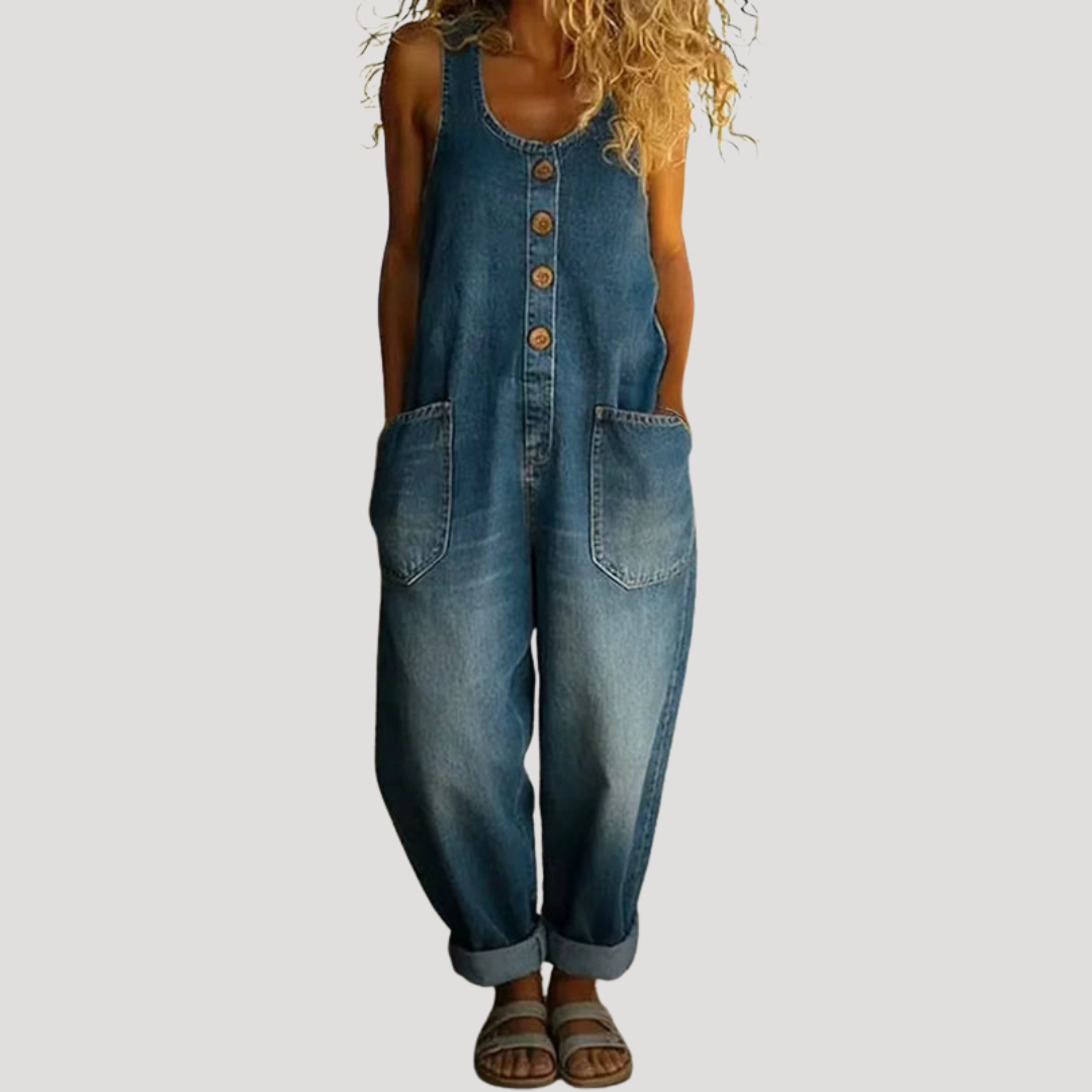 Women's Baggy Wide Leg Dungaree Overalls Button Jumpsuit – House of Velari