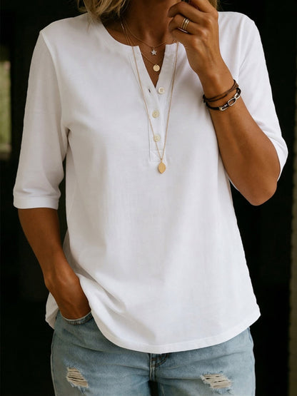 Women's Henley Neck Cotton T-Shirt – House of Velari