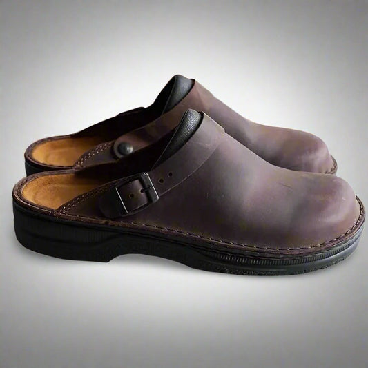 Women's Slip On Buckle Leather Clogs – House of Velari