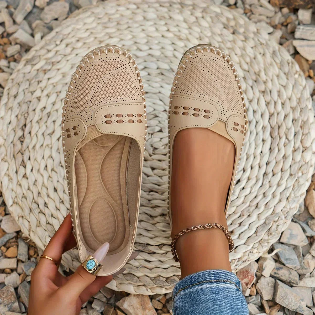 Women's Woven Wide Toe Slip On Flats – House of Velari