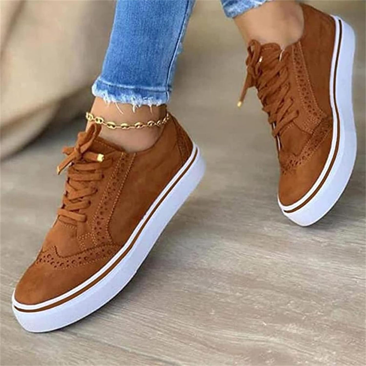 Women's Platform Sneakers Lace Up Brogue Detail – House of Velari
