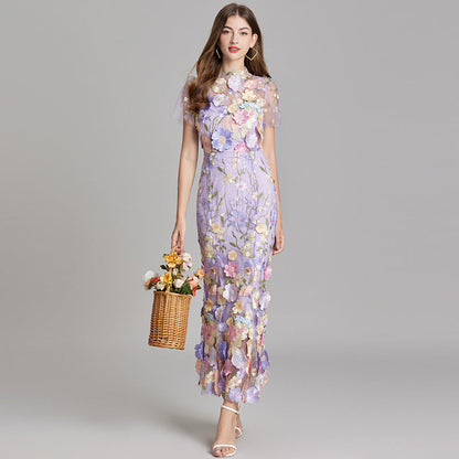 Women's Sheer Floral Embroidered Maxi Dress – House of Velari
