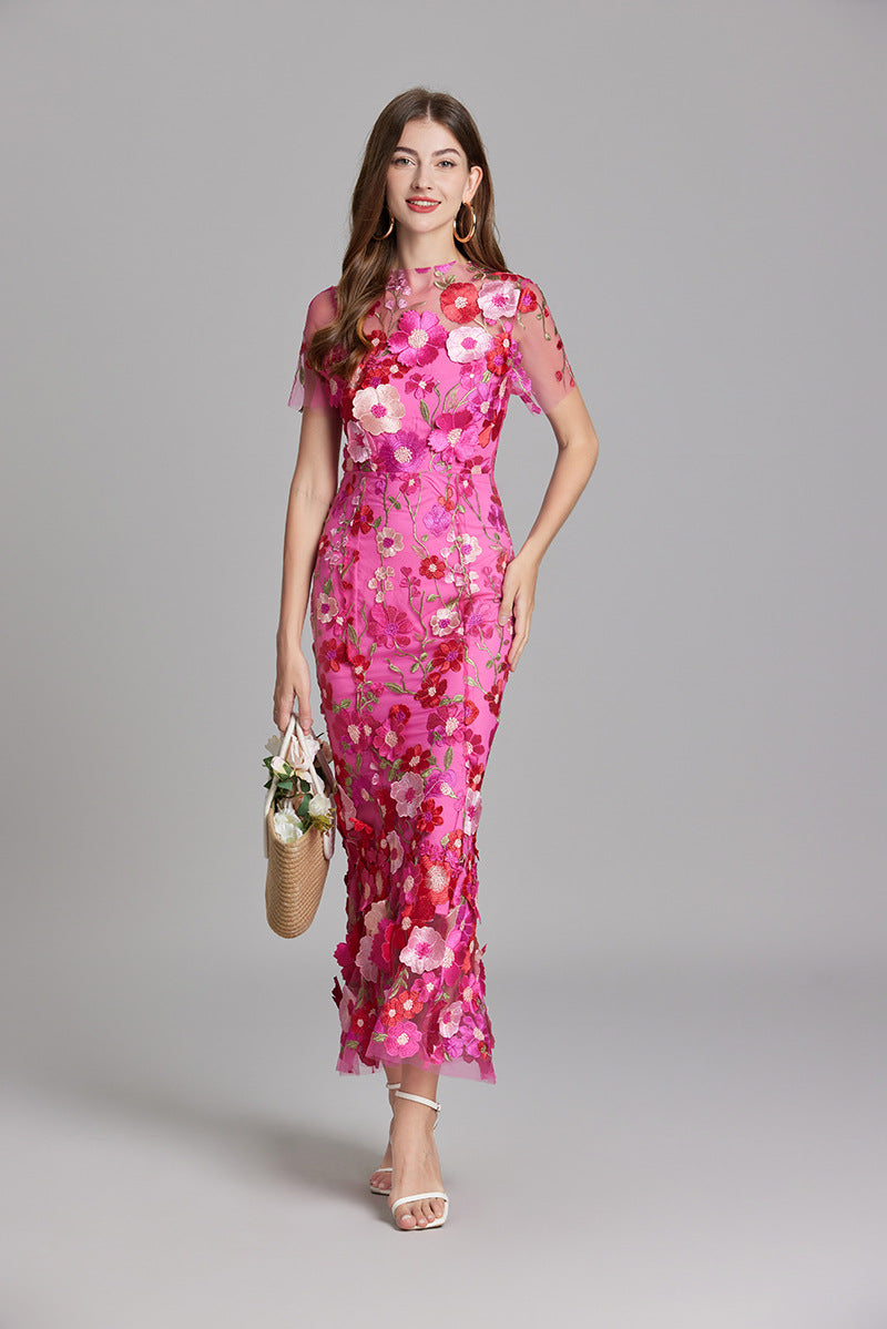 Women's Sheer Floral Embroidered Maxi Dress – House of Velari