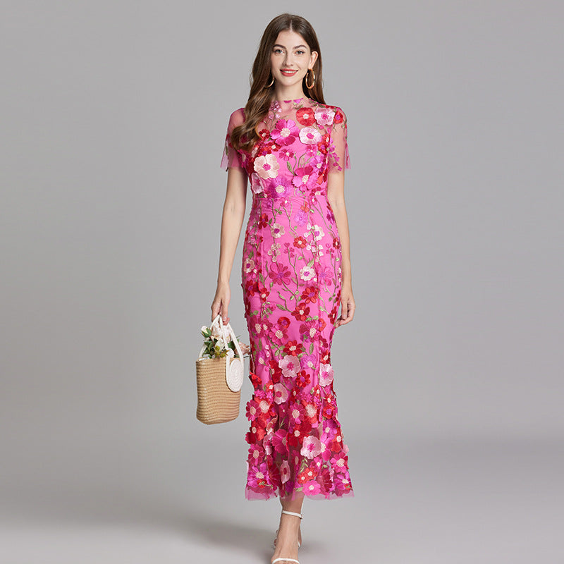 Women's Sheer Floral Embroidered Maxi Dress – House of Velari