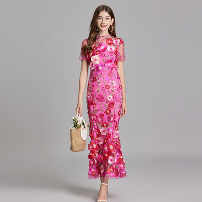 Women's Sheer Floral Embroidered Maxi Dress – House of Velari