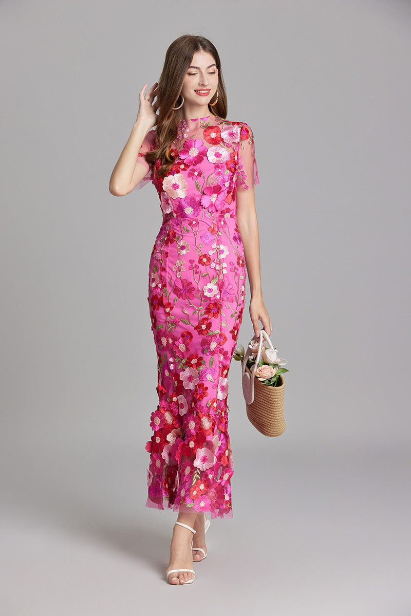 Women's Sheer Floral Embroidered Maxi Dress – House of Velari