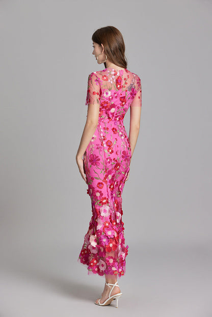 Women's Sheer Floral Embroidered Maxi Dress – House of Velari