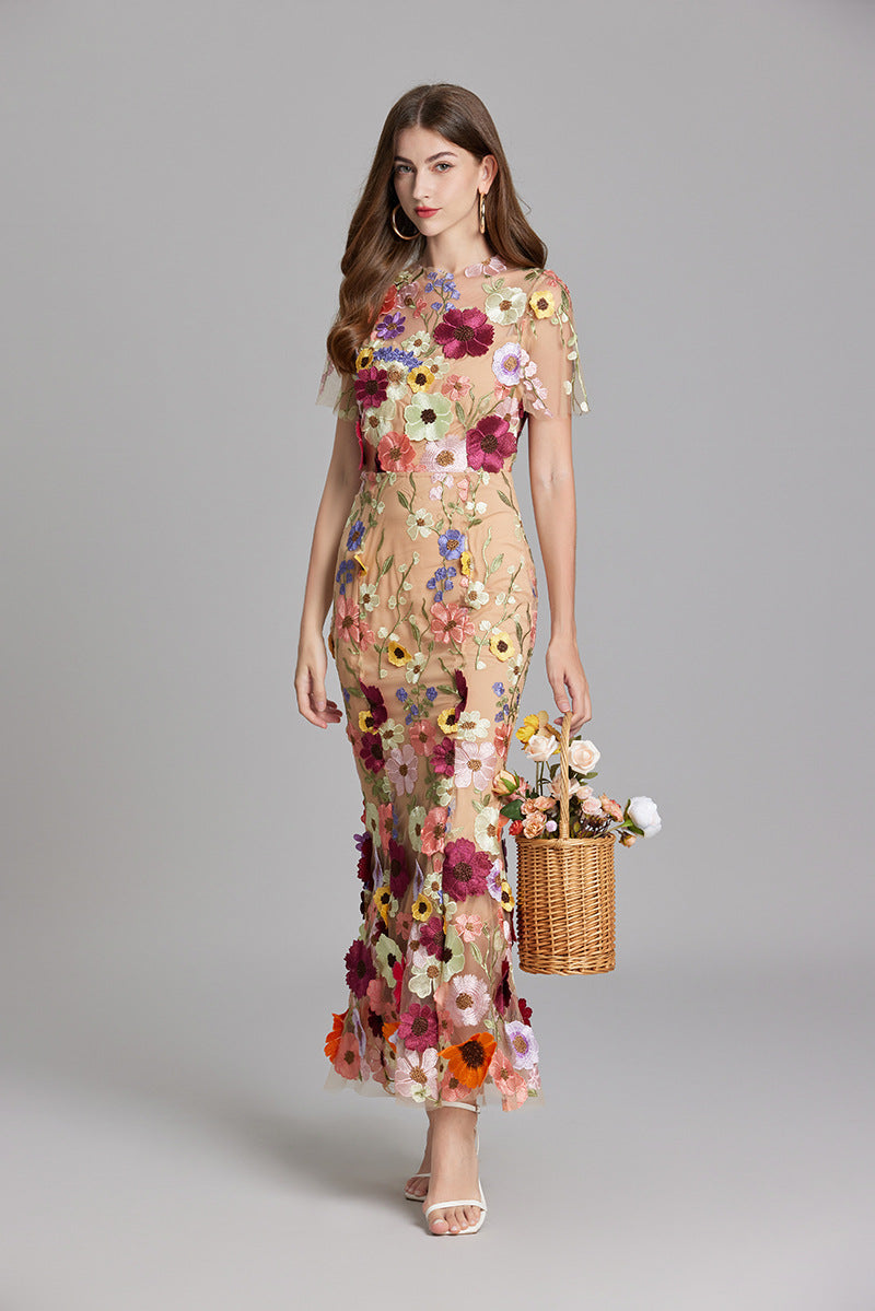 Women's Sheer Floral Embroidered Maxi Dress – House of Velari