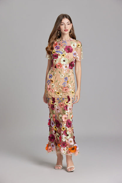 Women's Sheer Floral Embroidered Maxi Dress – House of Velari