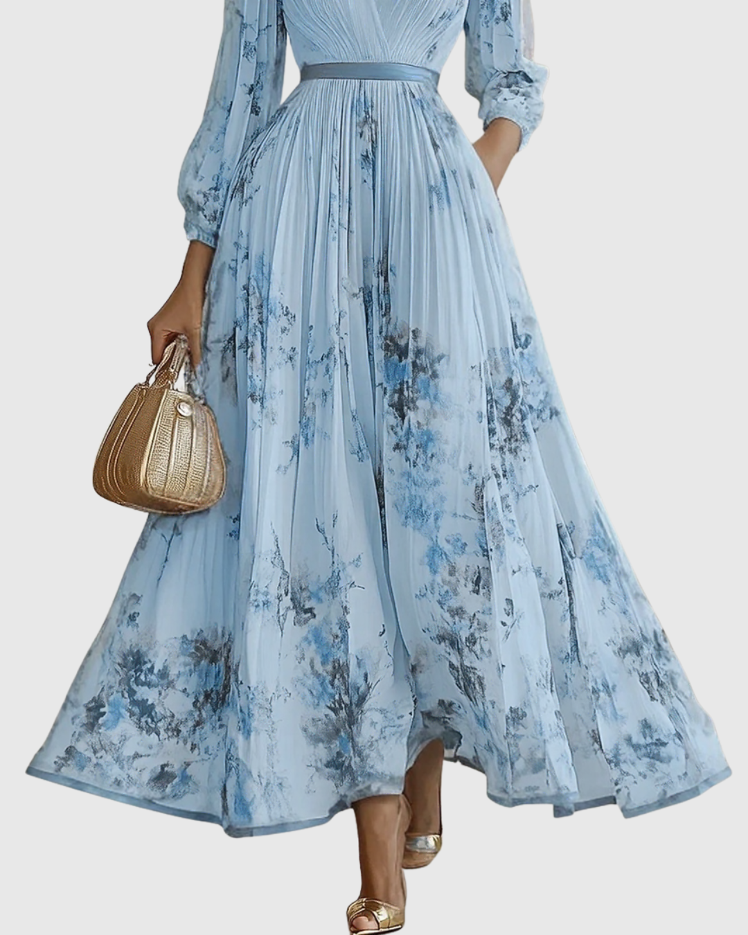 Women's Floral Pleated Midi Dress V-Neck – House of Velari