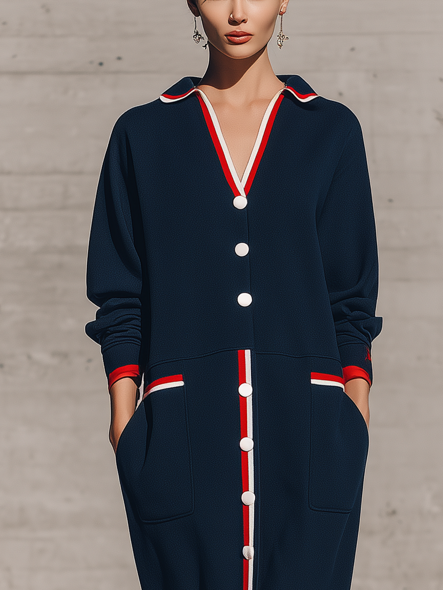 Women's Navy Long Sleeve Maxi Dress – House of Velari