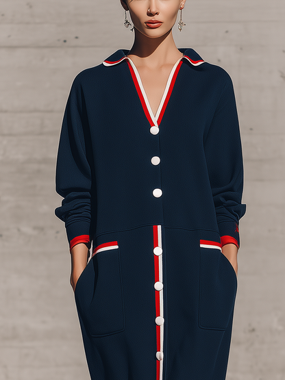 Women's Navy Long Sleeve Maxi Dress – House of Velari