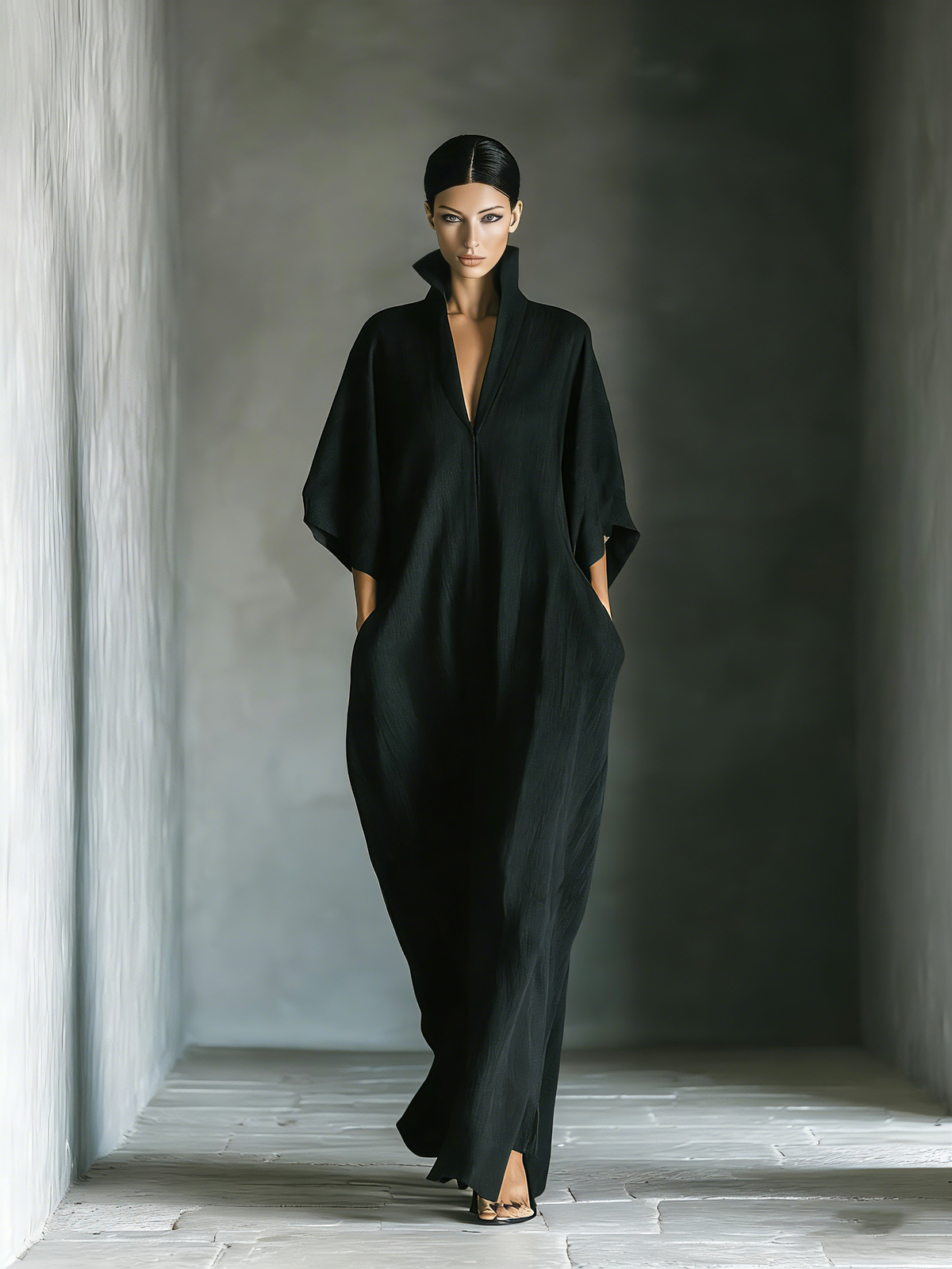 Women's Black Cotton Oversized Maxi Dress – House of Velari