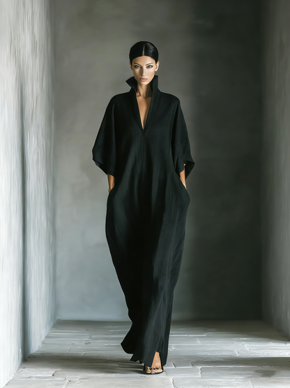 Women's Black Cotton Oversized Maxi Dress – House of Velari