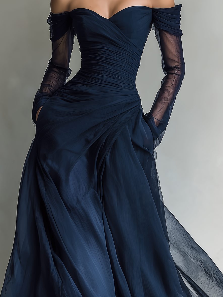 Women's Blue Chiffon Maxi Dress – House of Velari