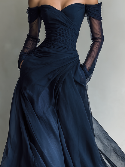 Women's Blue Chiffon Maxi Dress – House of Velari