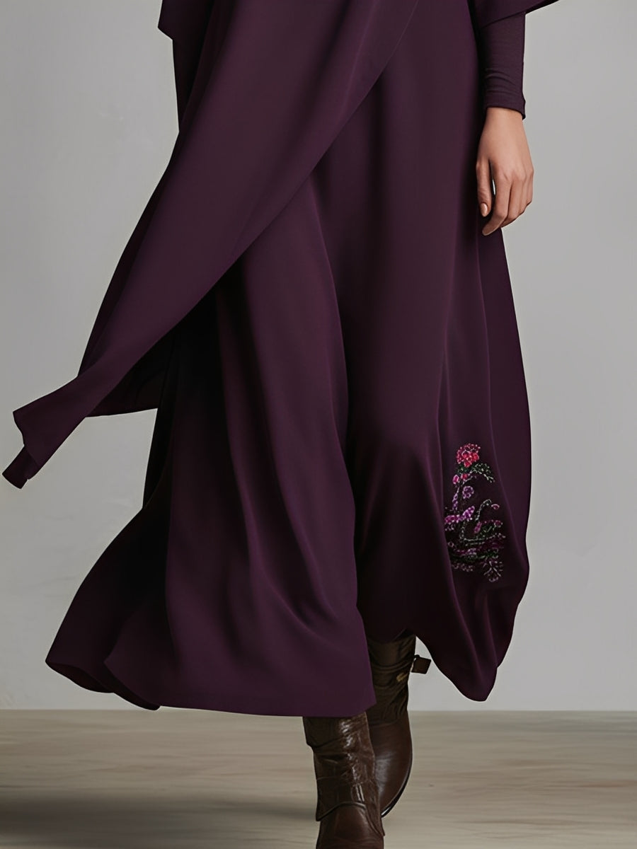Women's Cotton Turtleneck Embroidered Maxi Dress – House of Velari