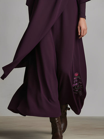 Women's Cotton Turtleneck Embroidered Maxi Dress – House of Velari