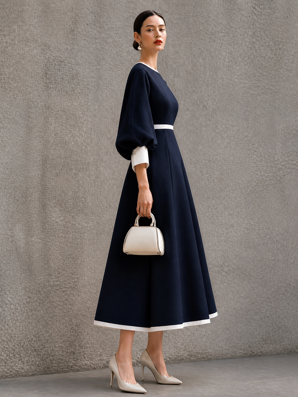 Women's Puff Sleeve Colorblock Maxi Dress – House of Velari